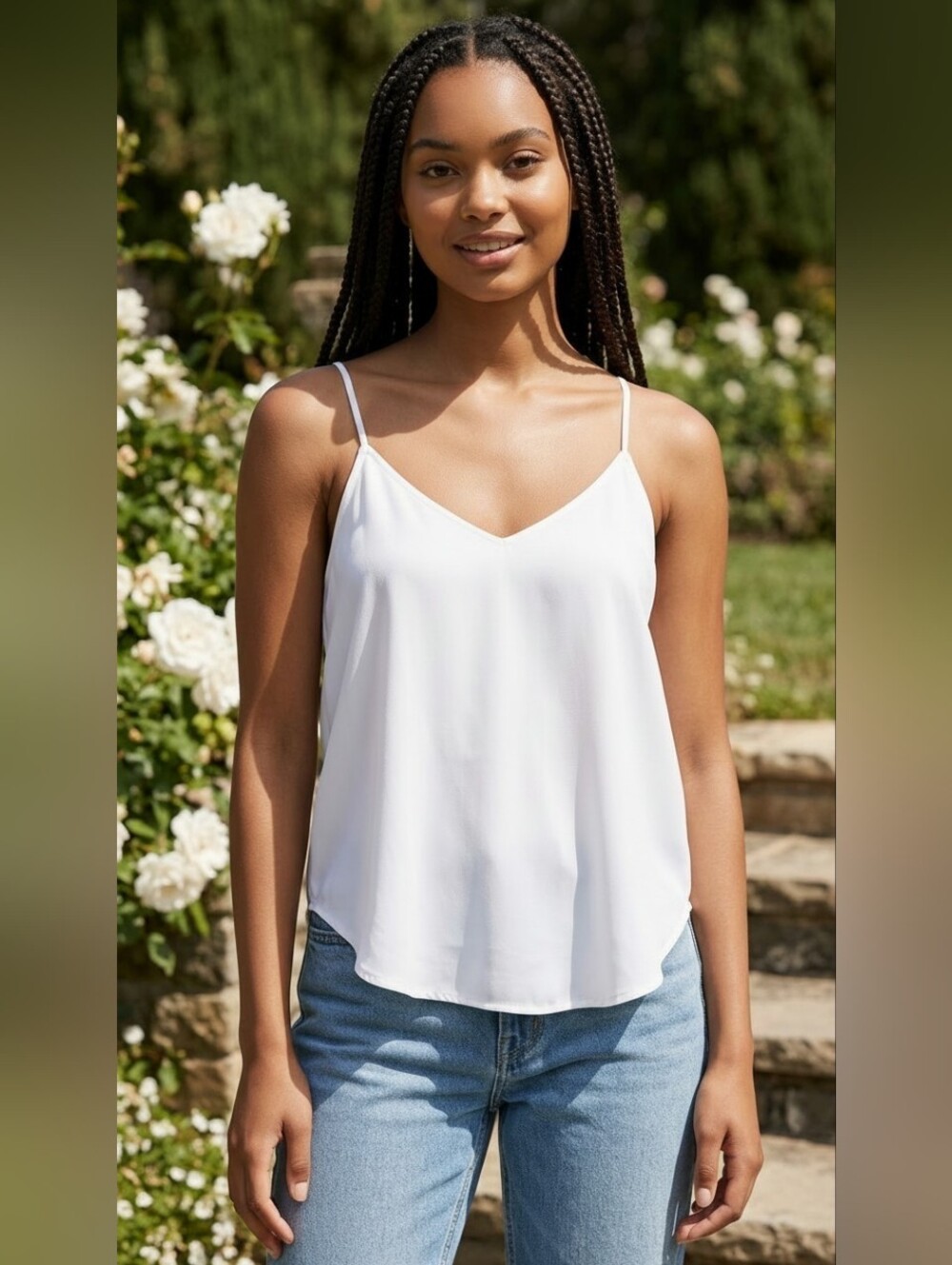 Abercrombie And Fitch White Strappy V-Neck Cami Top